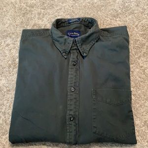 Deep green button down
